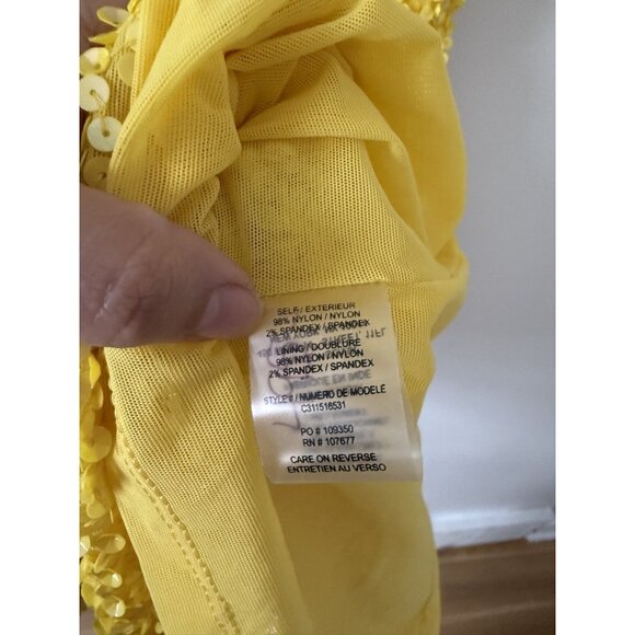 Alice & Olivia Sequin Yellow Aline Mini Dress Party Elegant Glam Wedding 4 - Picture 7 of 9